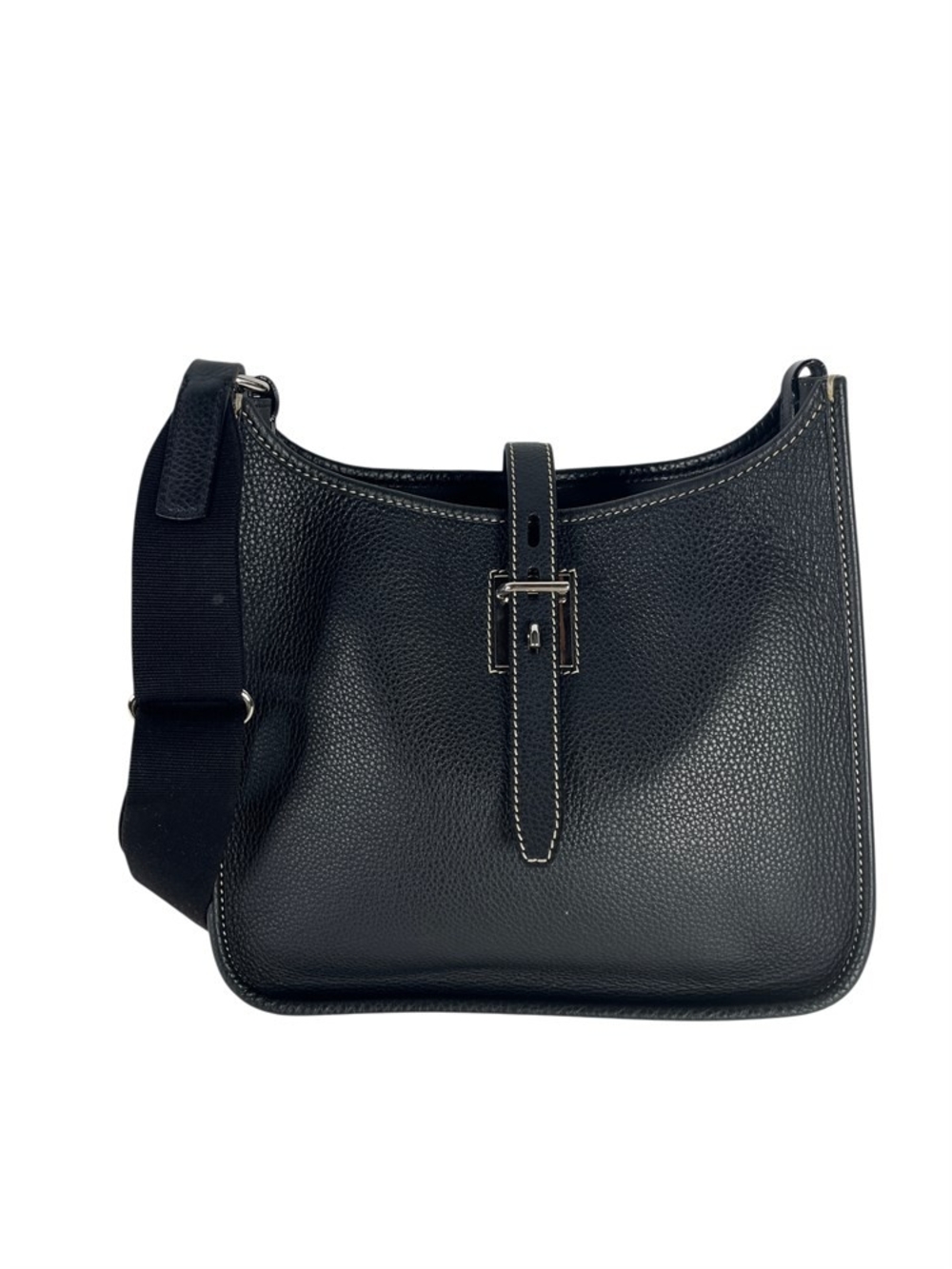 Dooney & Bourke/Henry's Black Pebbled Leather Shoulder Bag with Buckle Strap